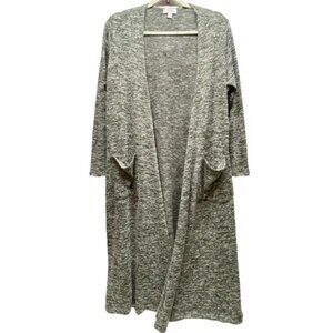 LuLaRoe Open Front Duster Women's Large Heathered Green Knit Cardigan Sweater